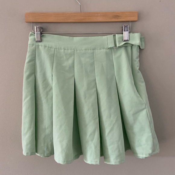 Pull & Bear Mint Green Pleated Tennis Preppy Mini Skirt - Picture 3 of 5